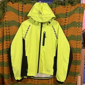 Scotch & Soda Men’s Lime Green Reflective Hooded Rain Jacket M